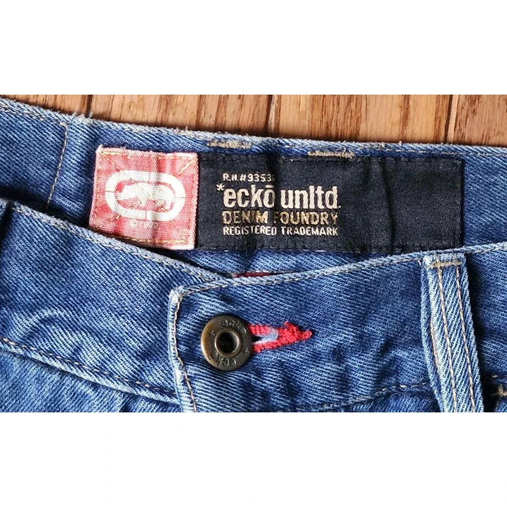 Ecko Shorts Men 34 Jorts Denim Jean Distressed 5 Pocket Streetwear Hip Hop Cargo